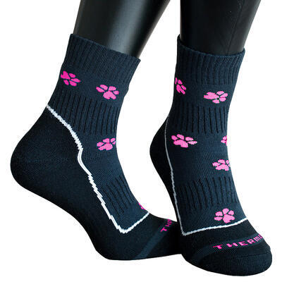 Ponožky TLAPKY thermo černo-růžové 39-42, 39-42